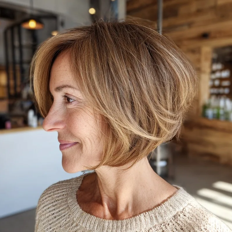 Softly Layered Wedge Bob with Subtle Movement