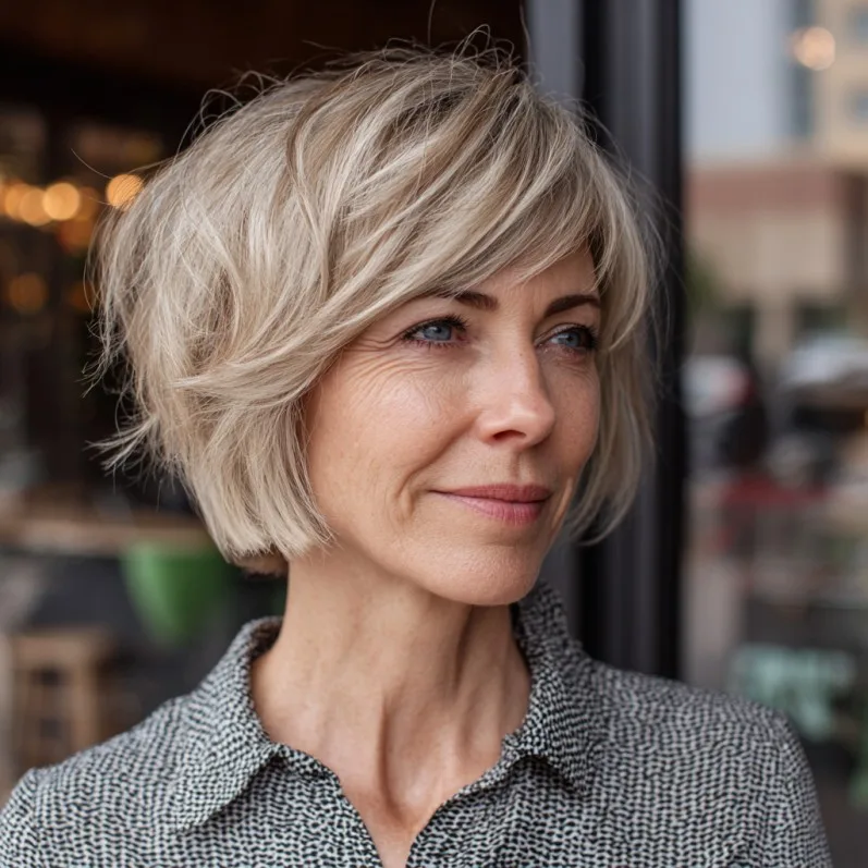 Softly Layered Wedge Bob with Subtle Texture