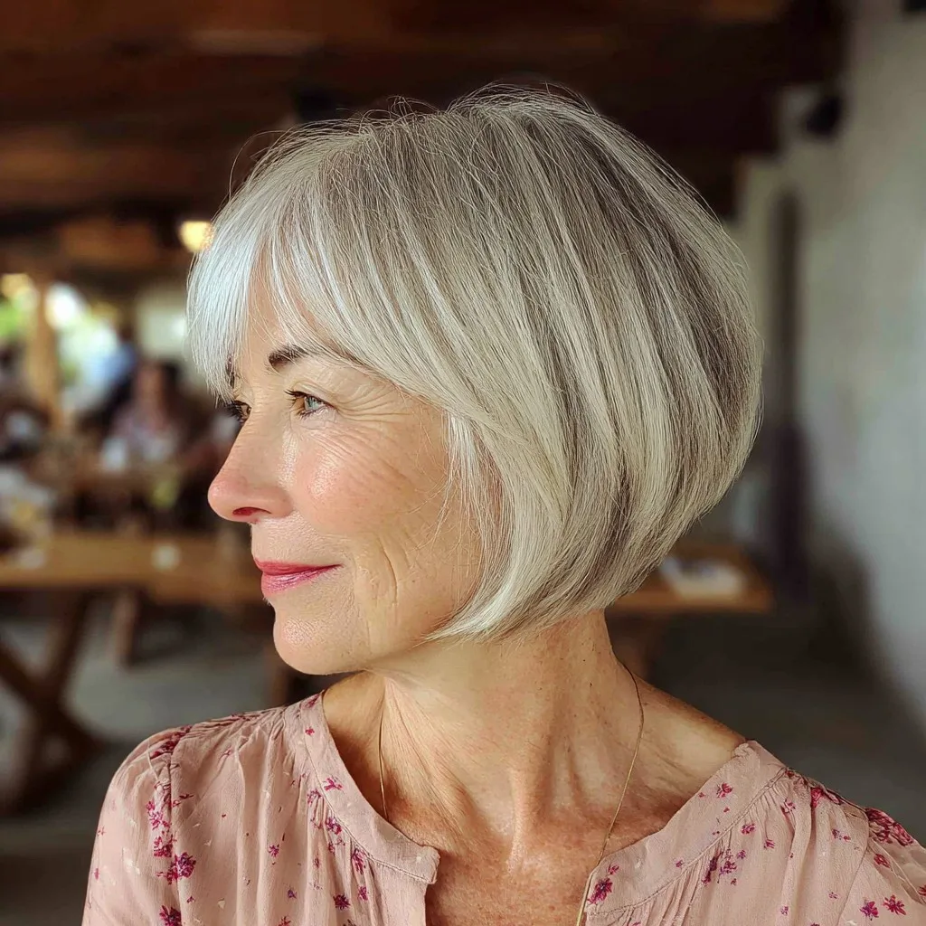 Softly Rounded Silver Bob with Subtle Layers