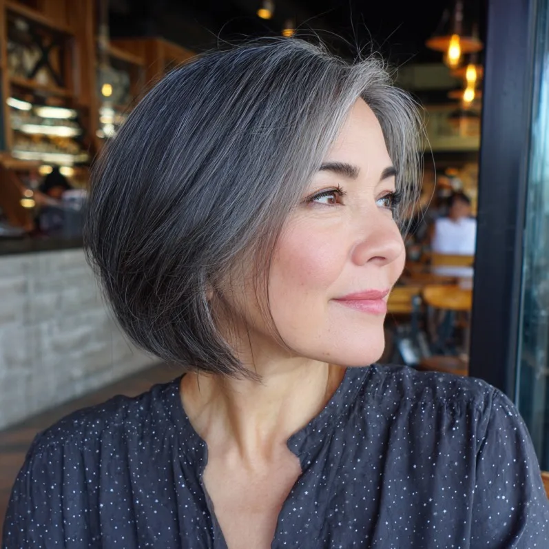 Softly Textured Angle Bob with Subtle Layers