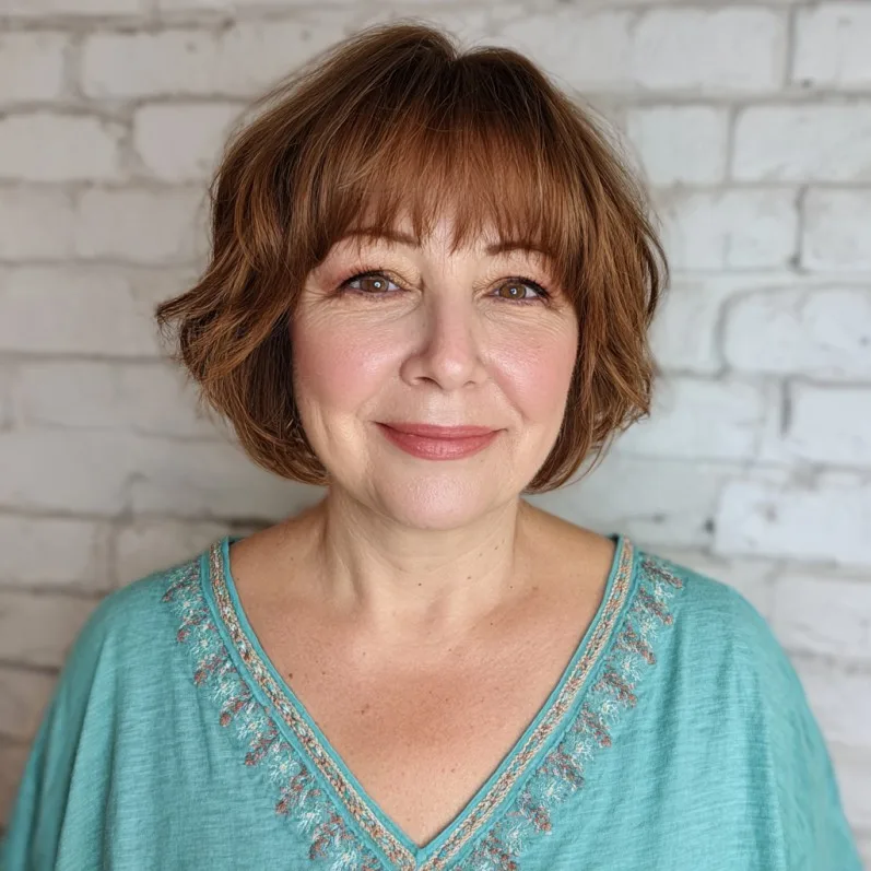 Softly Textured Bob with Gentle Bangs