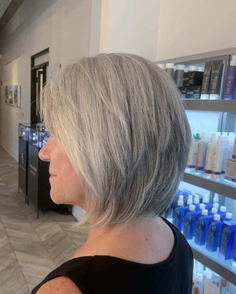 Softly Textured Grey Bob with Subtle Layers