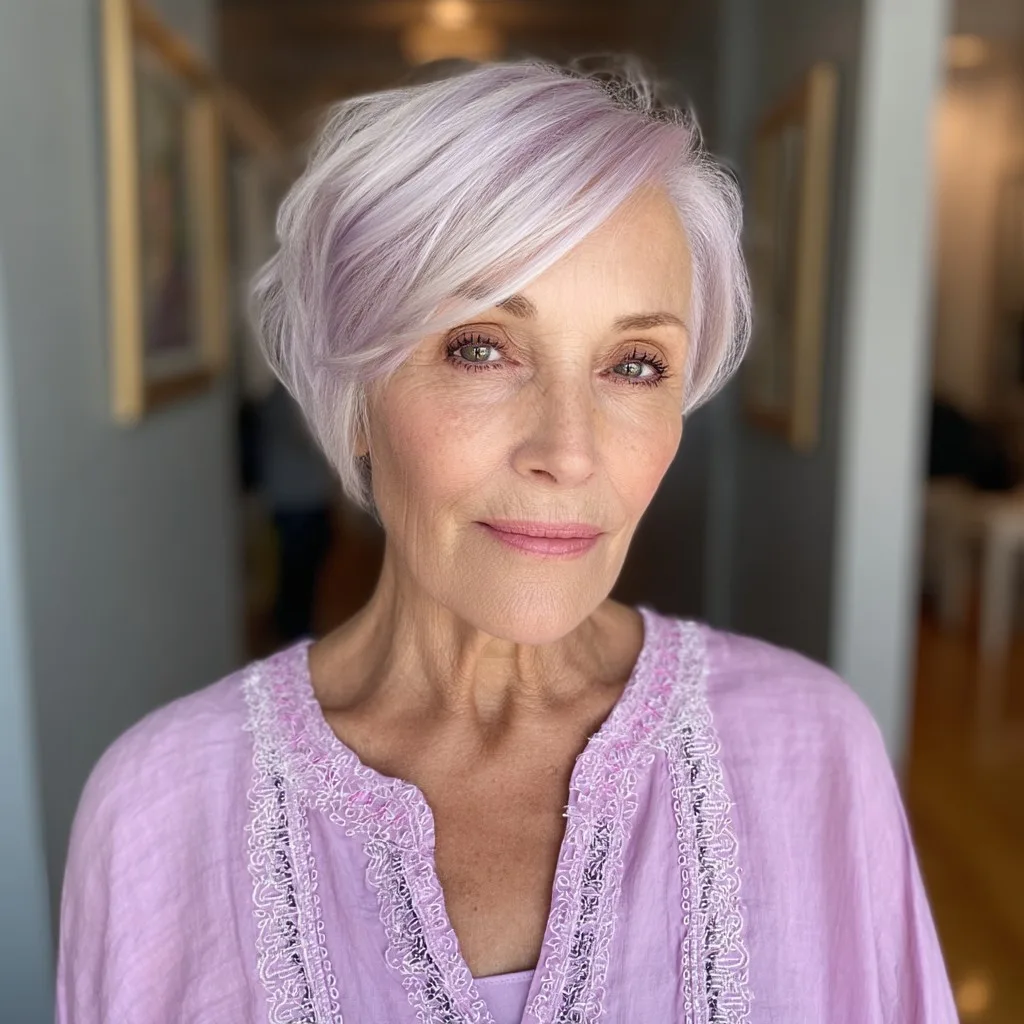Softly Textured Lilac Pixie Bob with Subtle Waves