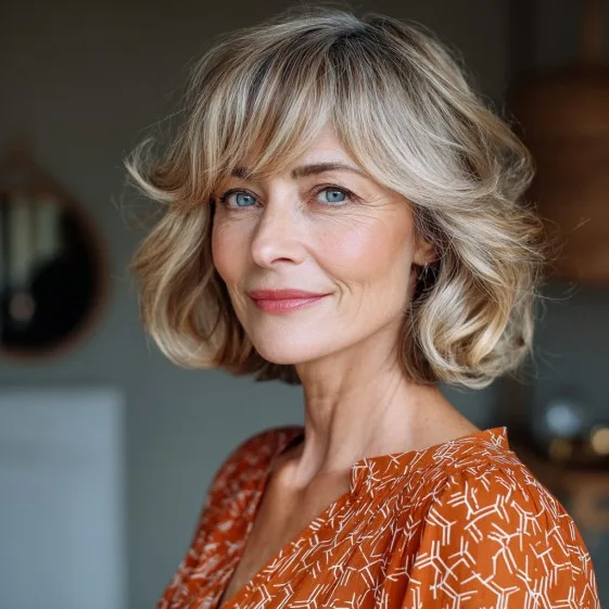 Softly Textured Shoulder-Length Bob with Gentle Waves