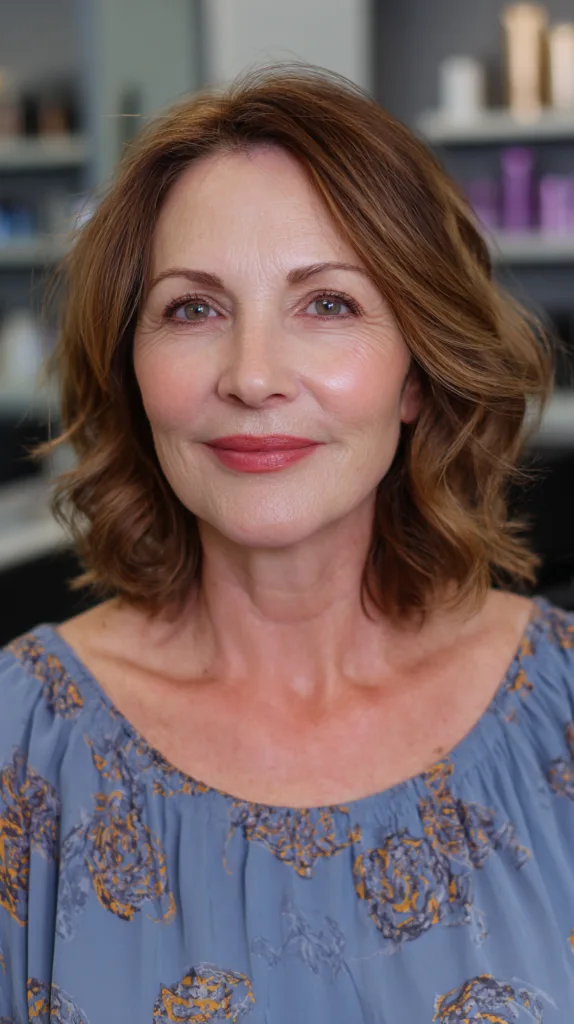 Softly Textured Shoulder-Length Cut with Loose Waves