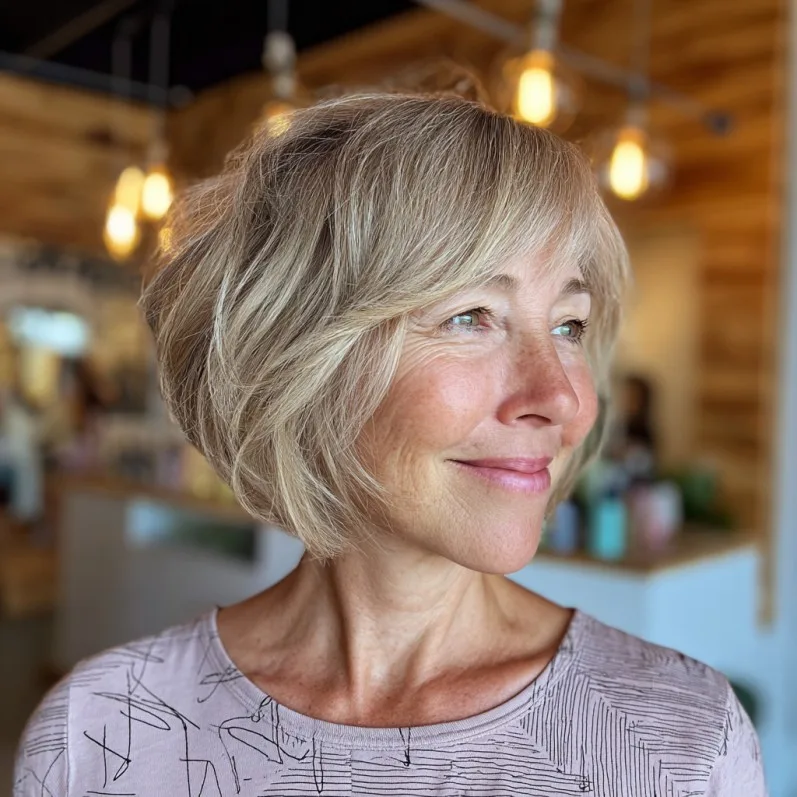 Softly Textured Wedge Bob with Gentle Layers