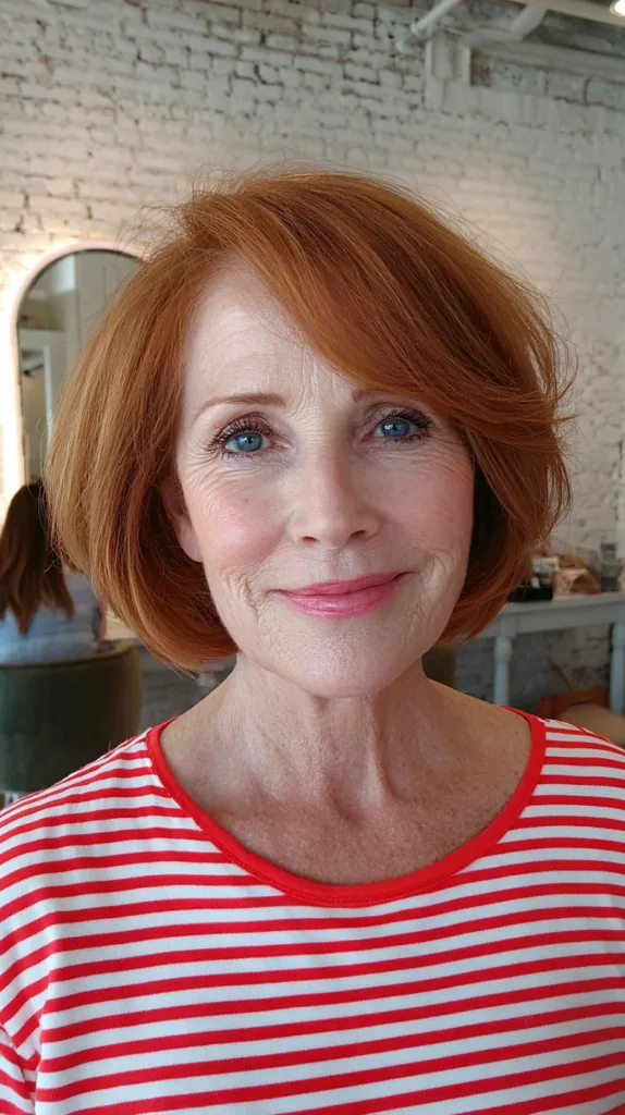 Stylish Copper Bob with Soft Layers