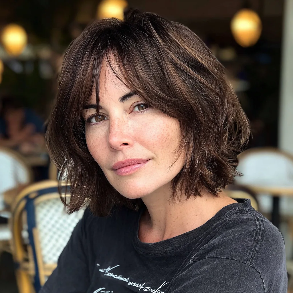 Stylish Layered Bob with Soft Curtain Bangs