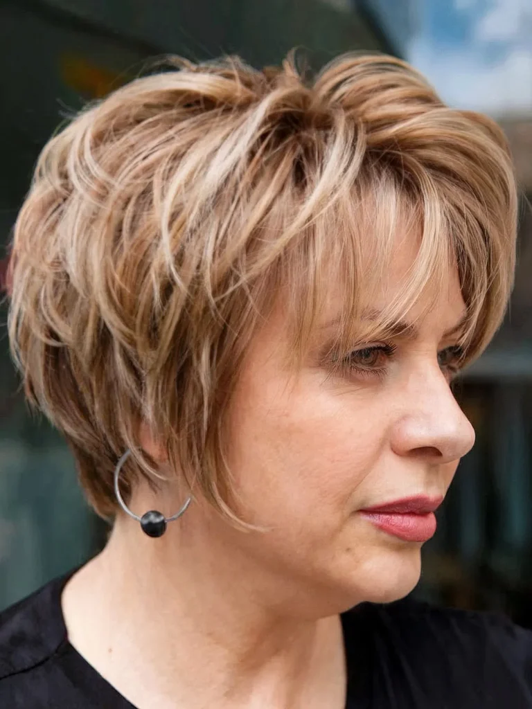Stylish layered pixie bob for women in their fifties hairstyle