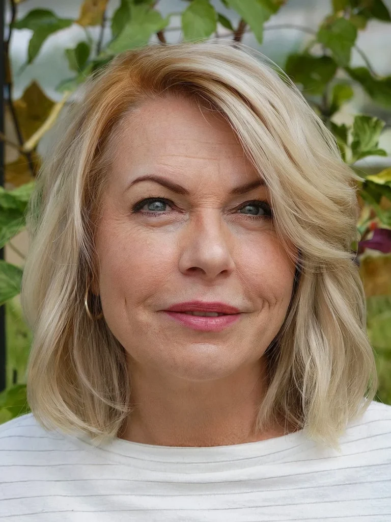 Stylish long bob for women aged 50 and above
