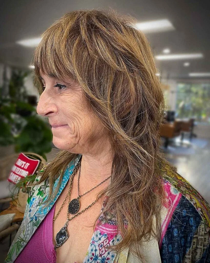 Stylish Medium-Length Mullet Shag with Layered Texture