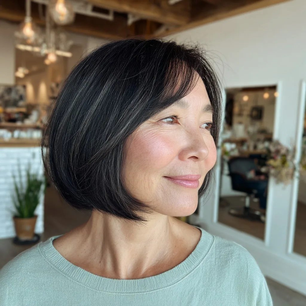 Stylish One-Length Bob with Soft Face-Framing Layers