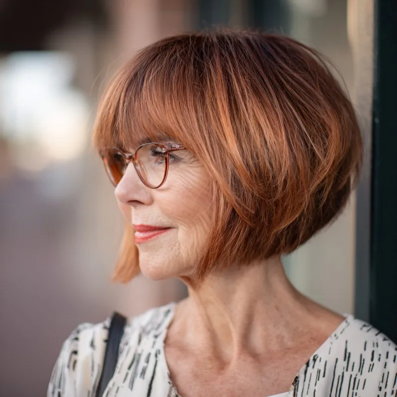 Stylish Rounded Bob with Subtle Warmth