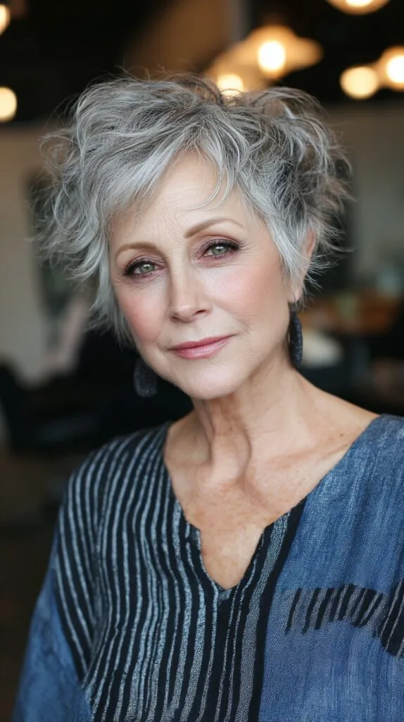 Stylish Silver Layered Shag for Mature Women