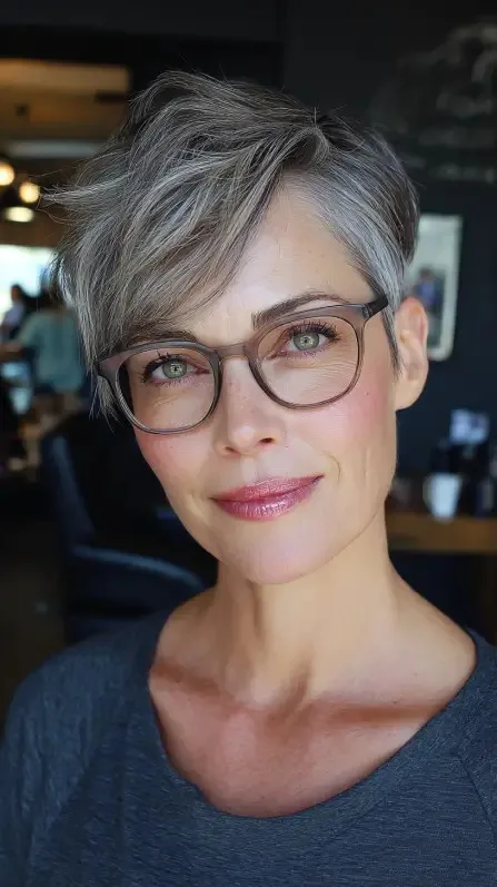 Stylish Silver Pixie Cut with Textured Layers