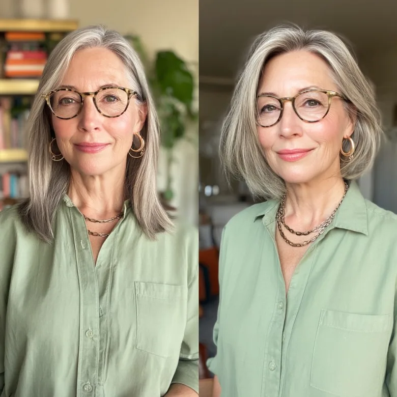 Stylish Softly Layered Silver Bob