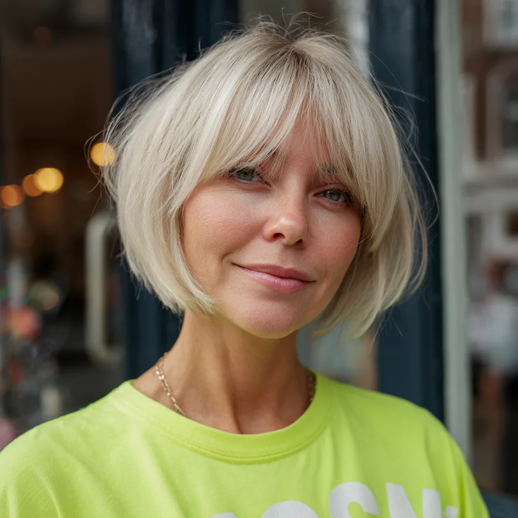 Stylish Textured Bob with Long Bangs
