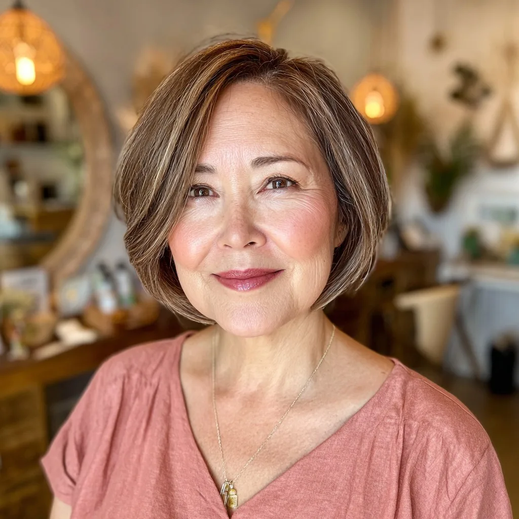 Stylish Textured Bob with Subtle Highlights