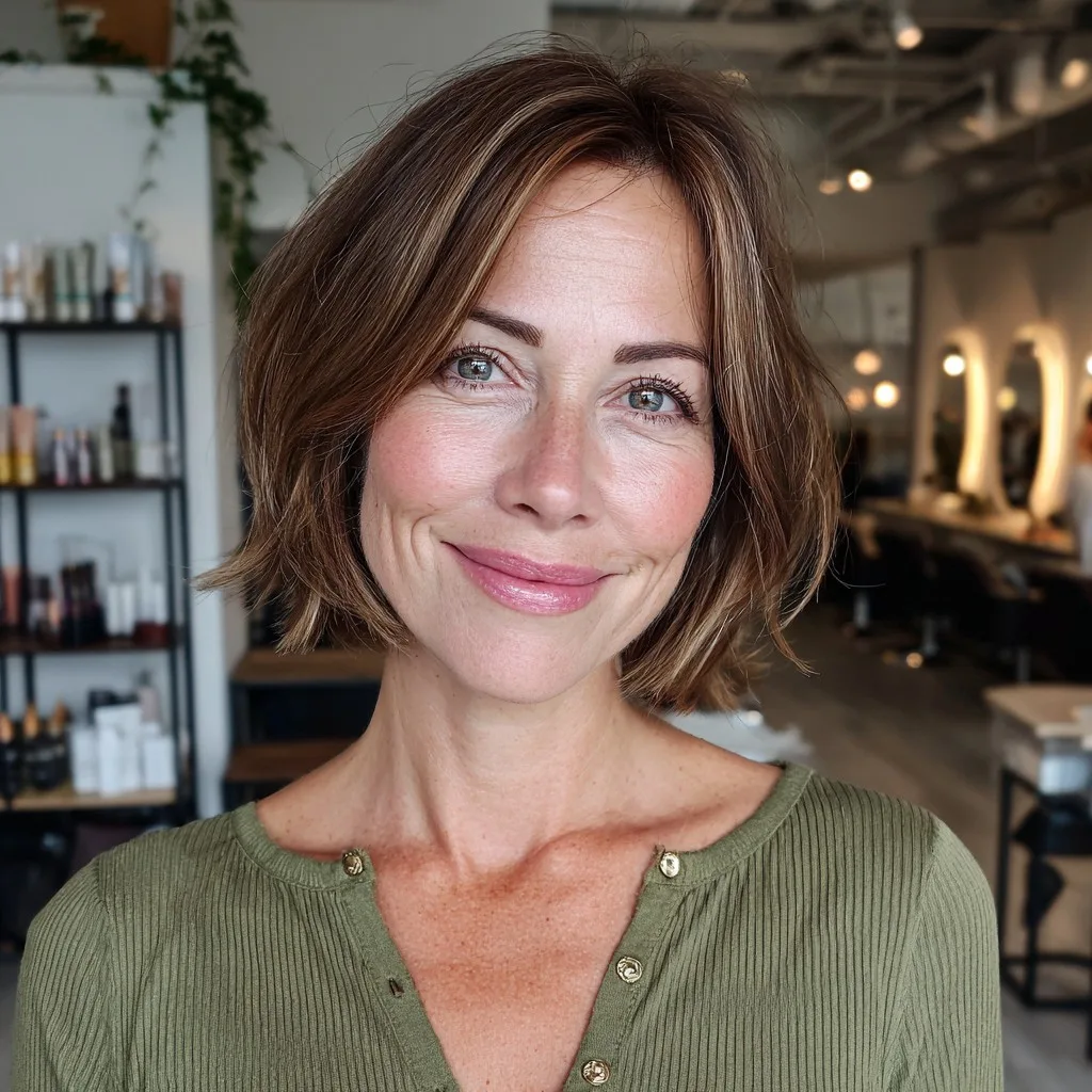 Stylish Textured Bob with Subtle Highlights