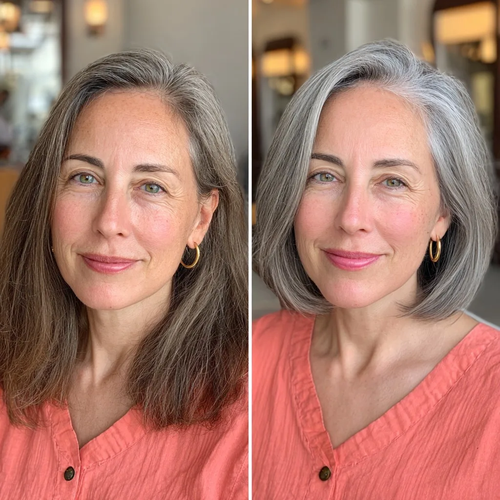 Stylish Textured Grey Bob with Soft Movement