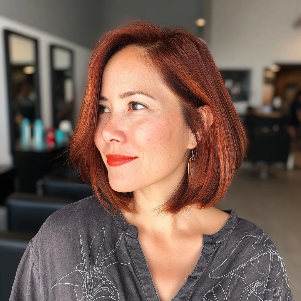 Stylish Textured Red Bob with Subtle Layers