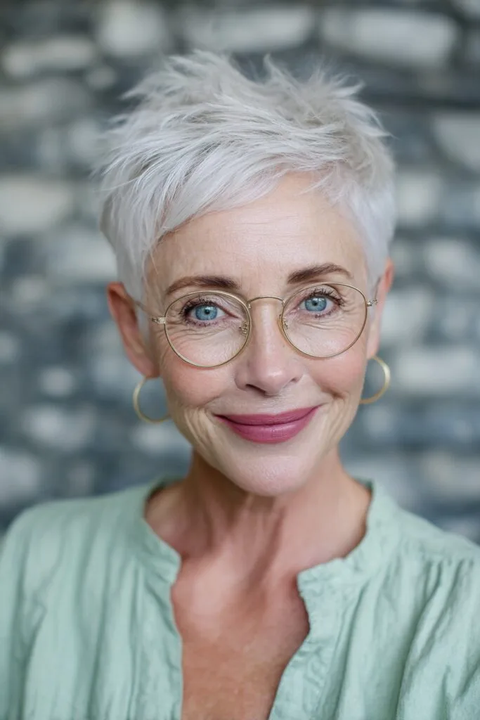 Stylish Textured Silver Pixie Cut