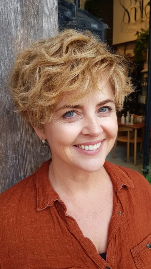 Sun-Kissed Caramel Pixie with Soft Waves