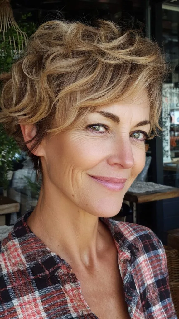 Sun-Kissed Tousled Pixie Shag with Tapered Nape