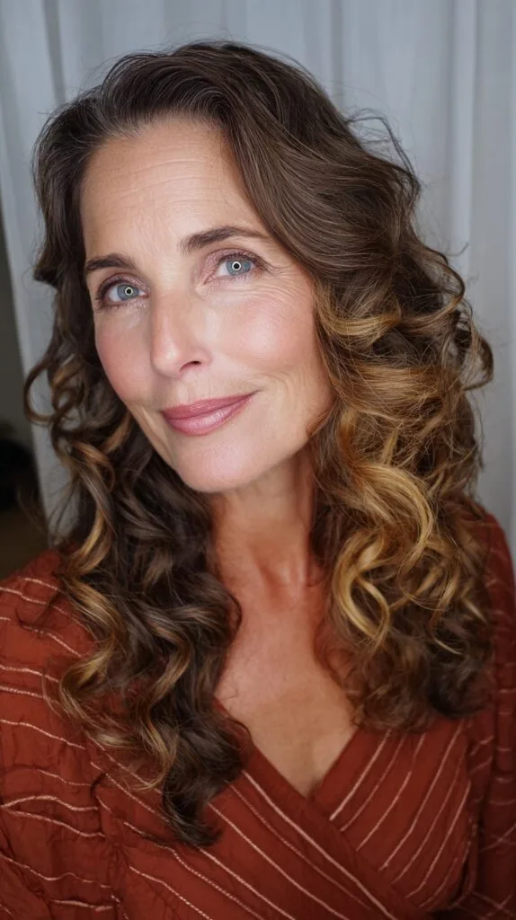 Sunkissed Chestnut Waves with Soft Balayage
