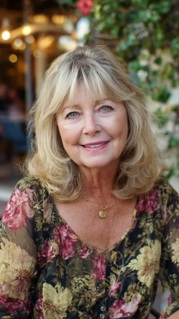 Sunlit Shoulder-Length Layers with Wispy Curtain Fringe