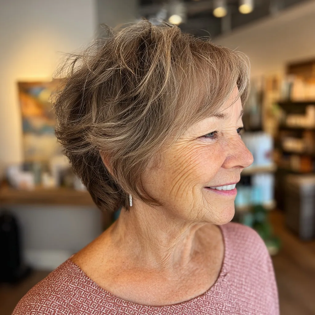 Textured Ash Blonde Pixie Bob with Soft Layers