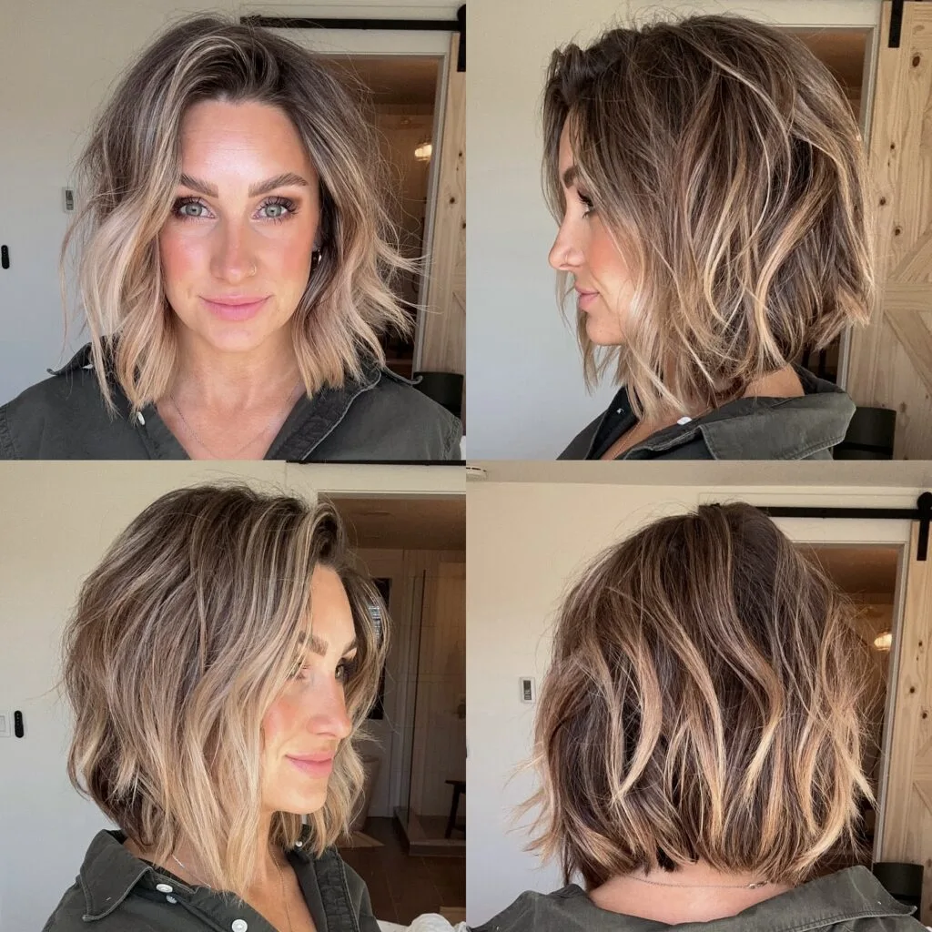 Textured Beachy Bob with Subtle Highlights