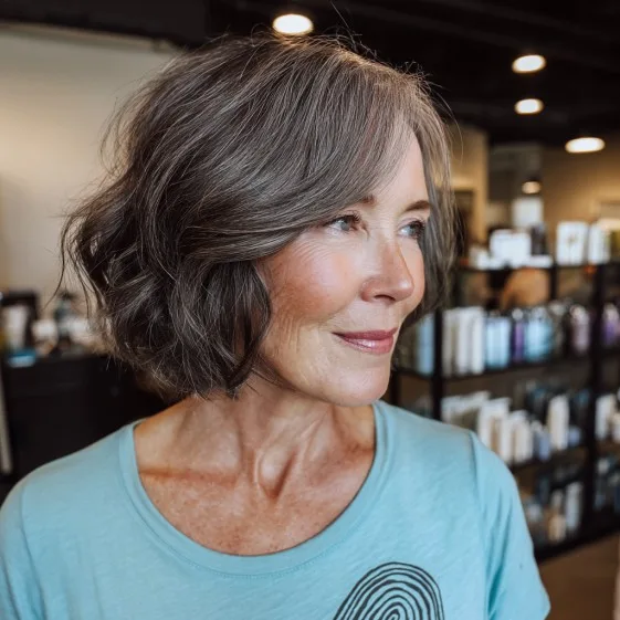 Textured Bob with Soft Waves and Subtle Highlights