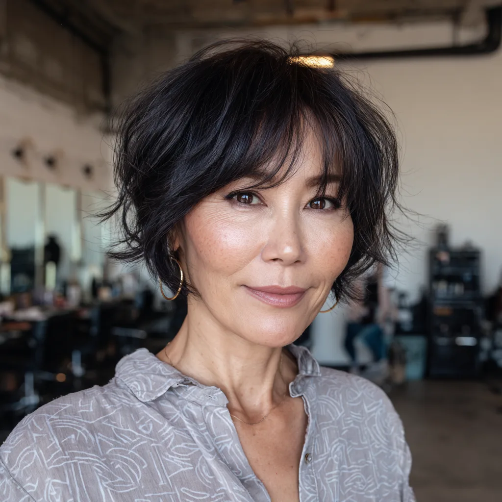Textured Bob with Soft Wispy Bangs