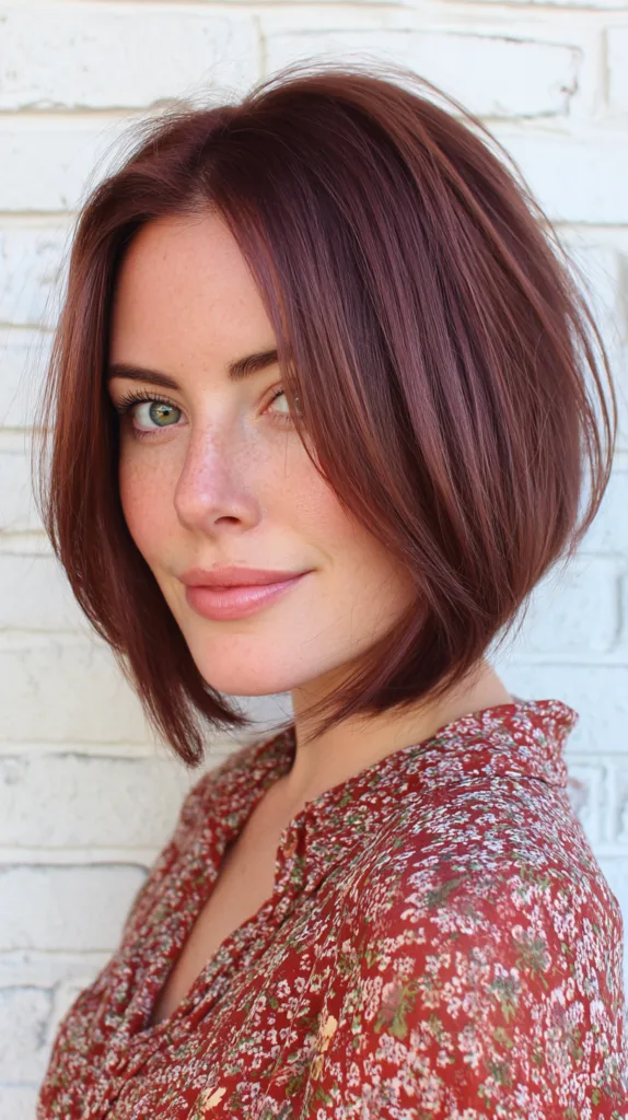 Textured Cherry Mocha Bob with Subtle Layers