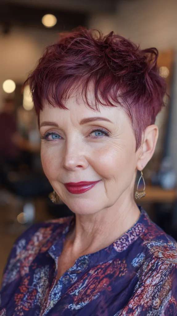 Textured Cherry Mocha Pixie with Volume