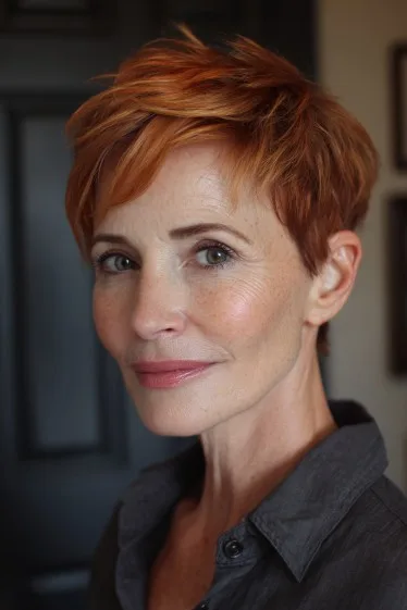 Textured Copper Pixie Cut with Soft Layers