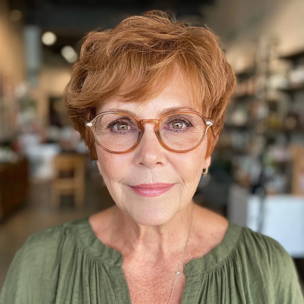 Textured Copper Pixie Cut with Soft Waves
