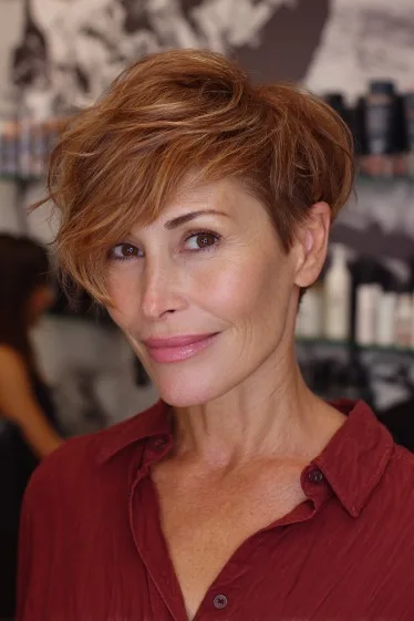 Textured Copper Pixie Cut with Wispy Layers