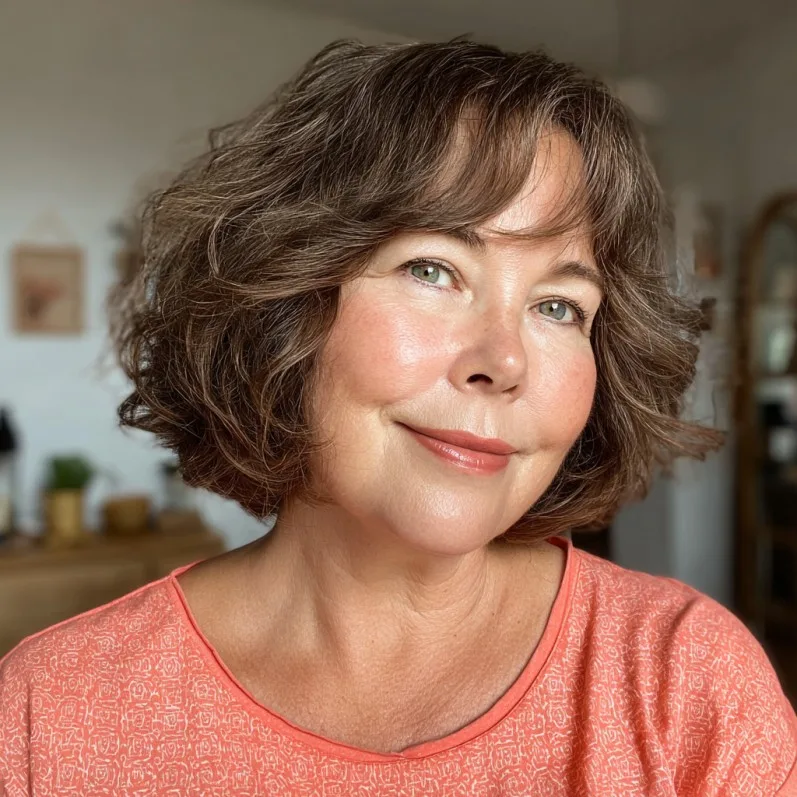 Textured Curly Bob with Soft Layers