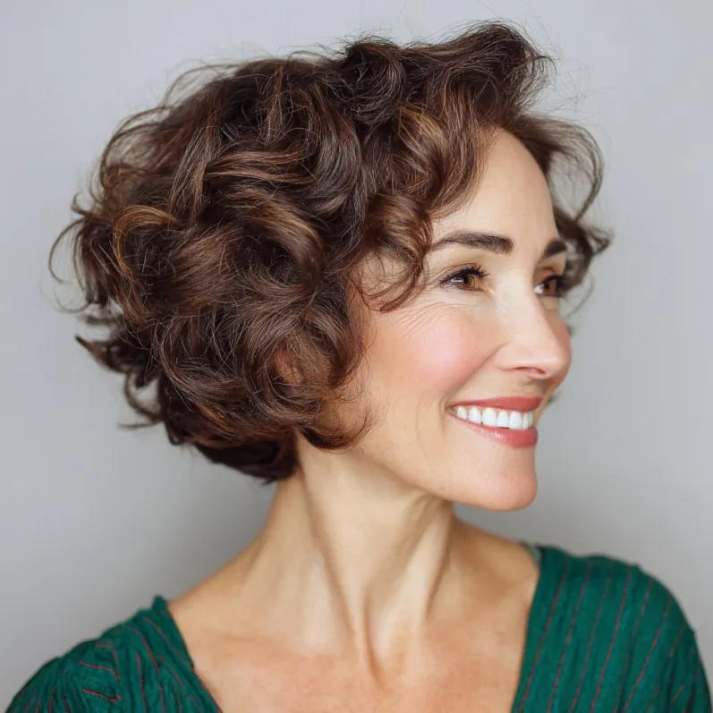Textured Curly Bob with Soft Layers