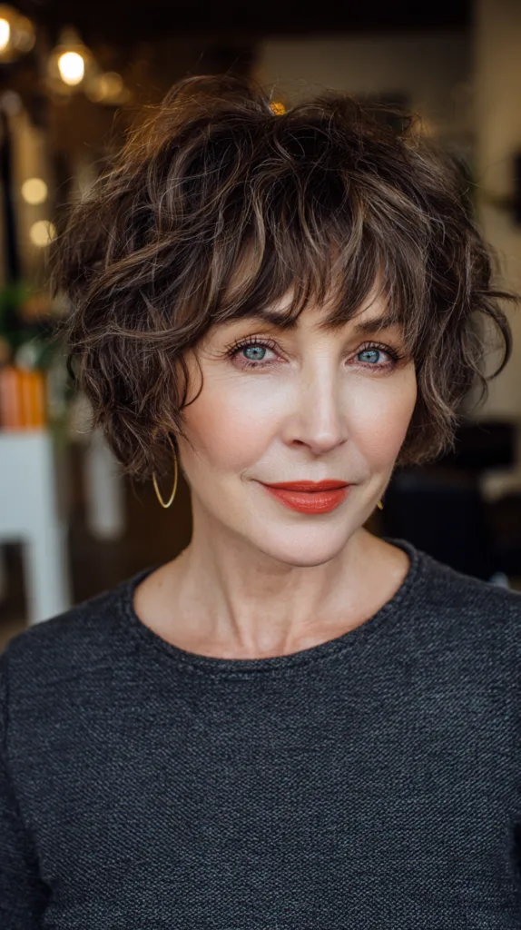 Textured Curly Crop with Soft Bangs