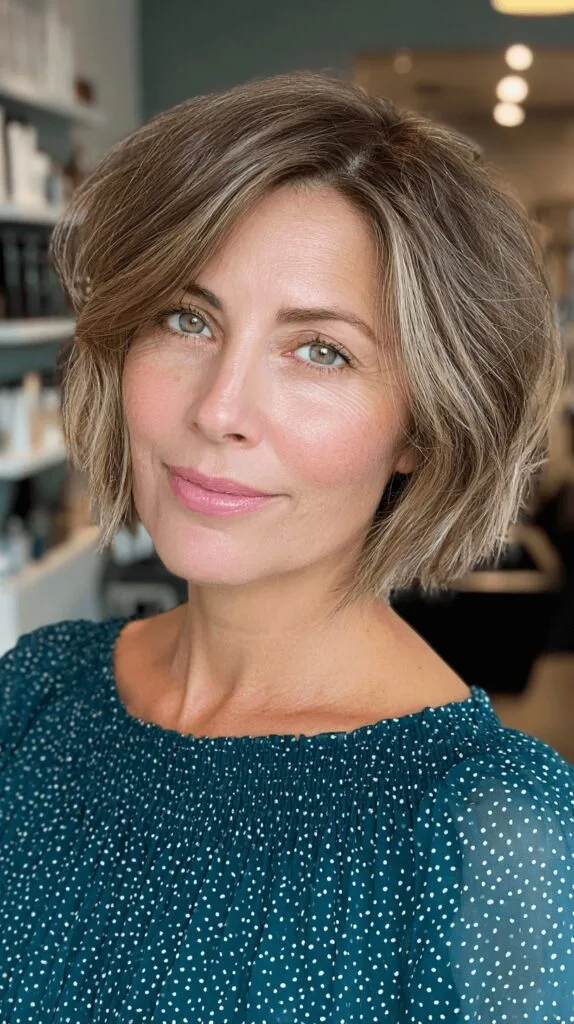 Textured Dark Blonde Bob with Subtle Highlights