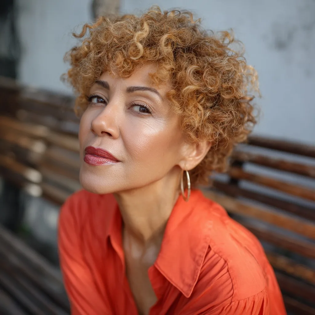 Textured Golden Curly Bob with Soft Layers