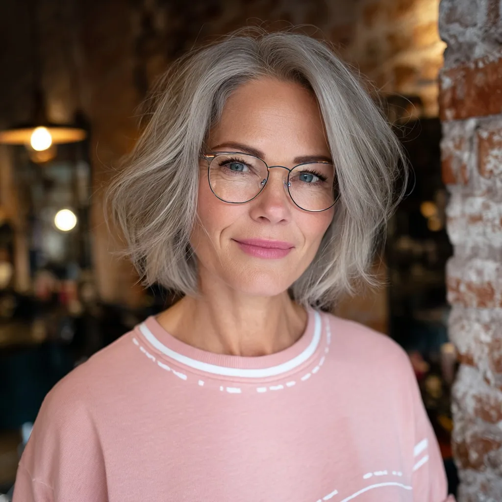 Textured Grey Bob with Soft Movement