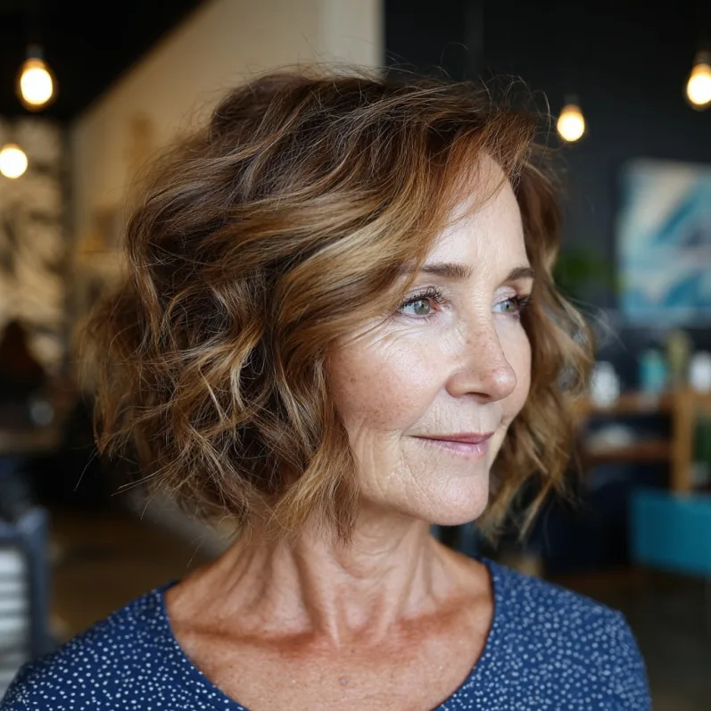 Textured Layered Bob with Radiant Highlights
