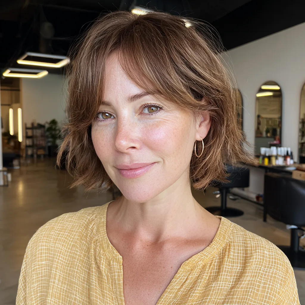 Textured Layered Bob with Soft Bangs