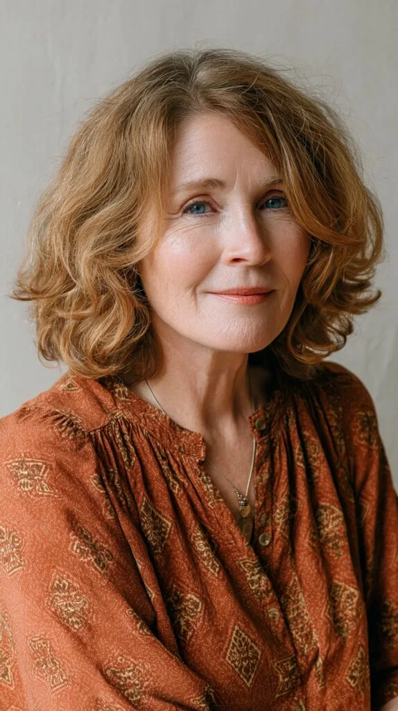 Textured Light Brown Shoulder-Length Waves with Subtle Highlights