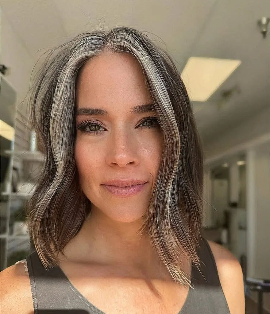 Textured Lob with Silver Highlights