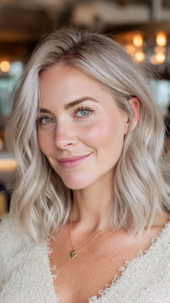 Textured Lob with Soft Waves and Subtle Balayage